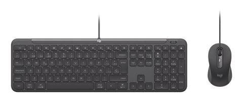 Logitech 920-013343 klawiatura Dołączona myszka Dom/Biuro USB QWERTZ Niemiecki Grafitowy
