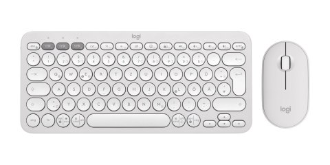 Logitech 920-012204 klawiatura Dołączona myszka Uniwersalne RF Wireless + Bluetooth QWERTZ Niemiecki Biały