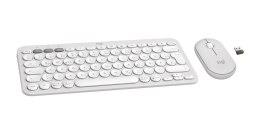 Logitech 920-012204 klawiatura Dołączona myszka Uniwersalne RF Wireless + Bluetooth QWERTZ Niemiecki Biały
