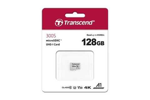 SD microSD Card 128GB Transcend SDXC USD300S-A w/Adapter