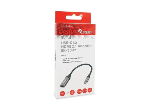 Equip 133492 adapter kablowy 0,15 m USB Type-C HDMI Czarny, Szary