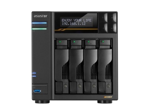NAS Asustor AS6804T; Tower; 4x (3.5" SATA HDD/ 2.5" SSD); AMD Ryzen Embedded V3C14; 16G ECC DDR5 SODIMM (max. 64GB), 2x 10GbE, 2