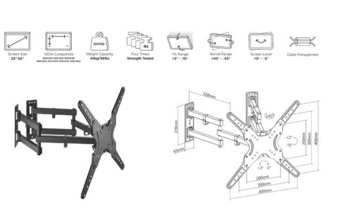 Equip 650328 uchwyt do telewizorów 139,7 cm (55") Czarny