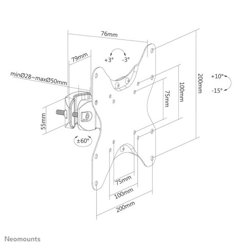 Neomounts FL40-430BL12 uchwyt do telewizorów 106,7 cm (42") Czarny