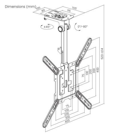 Gembird Uchwyt sufitowy do telewizorów 23-55 cali z pełnym zakresem ruchu (regulowany)