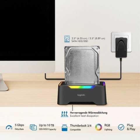 LogiLink Stacja dokująca USB-C do HDD/SDD 2.5/3.5'