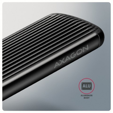 AXAGON EEM2-SC Obudowa zewnętrzna aluminiowa bezśrubowa USB-C 3.2 Gen 2 10Gbps - M.2 NVMe SSD, długość 30 do 80 mm szary