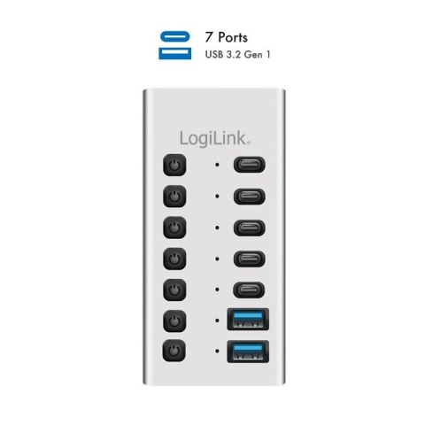 LogiLink Hub 7xUSB-A/C z przełącznikiem on/off