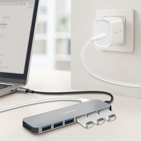 LogiLink Hub 7 portów USB3.2 USB-A, 5 Gbps, 20W PD