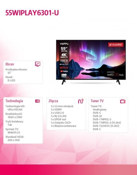 Allview Telewizor 55 cali LED 55WIPLAY6301-U