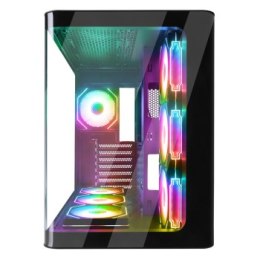 Rampage Loopy Obudowa PC akwarium 7x wentylator ARGB Infinity HUB czarna