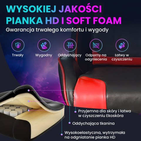Extralink Gaming | Fotel gamingowy | biurowy, obrotowy, kubełkowy, czarno-czerwony, G-522