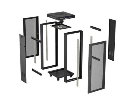 LANBERG SZAFA INSTALACYJNA RACK STOJĄCA 19" 24U 600X600 CZARNA DRZWI PERFOROWANE LCD (FLAT PACK) V2