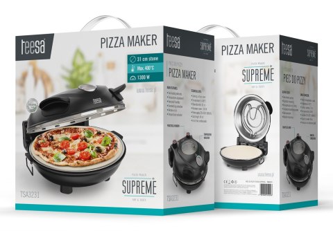 Piec do pizzy TEESA SUPREME, 1200W, 32cm, okienko, wyjmowany kamień