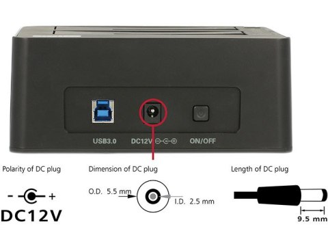 DeLOCK 62661 stacja dokująca do dysków twardych USB 3.2 Gen 1 (3.1 Gen 1) Type-B Czarny