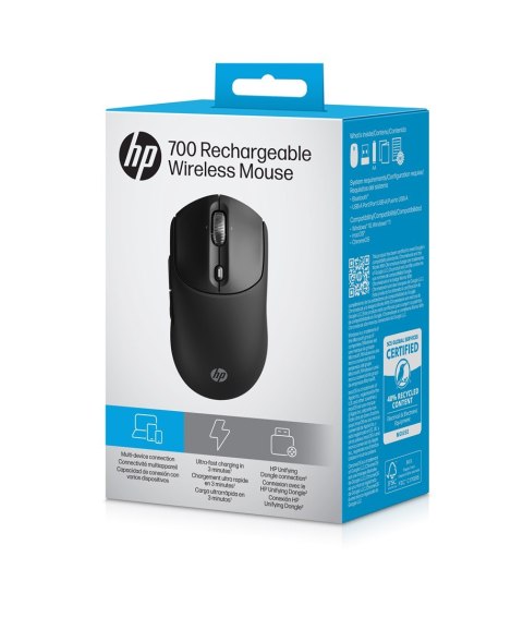 Mysz HP 700 Rechargeable  Mouse Black bezprzewodowa z akumulatorem czarna AZ7B0AA