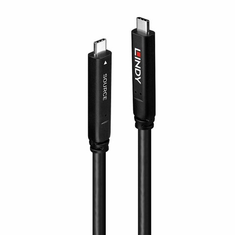 Hybrydowy kabel LINDY USB 3.2 Gen 2 i DP 1.4 typu C o długości 15 m