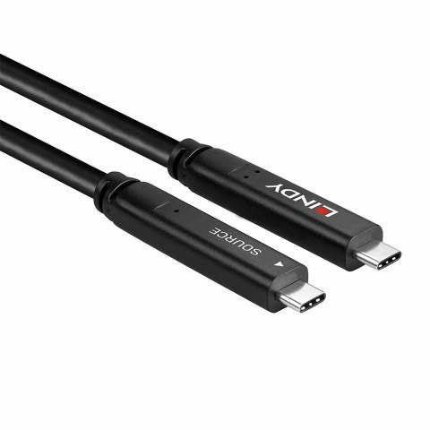 Hybrydowy kabel LINDY USB 3.2 Gen 2 i DP 1.4 typu C o długości 15 m