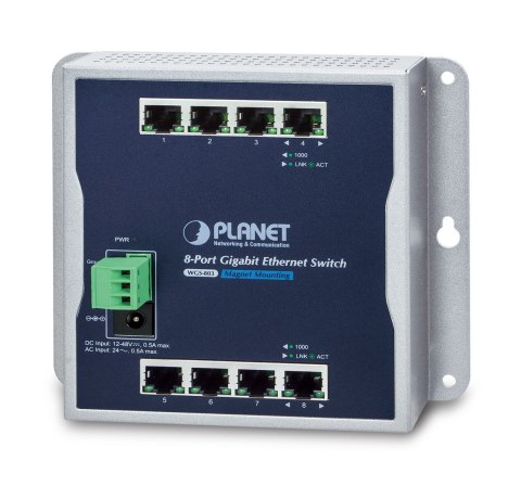 PLANET WGS-803 łącza sieciowe Nie zarządzany L2 Gigabit Ethernet (10/100/1000) Czarny