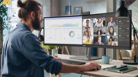 Philips 49B2U6900CH/00 monitor komputerowy 124 cm (48.8") 5120 x 1440 px Dual QHD LCD Czarny