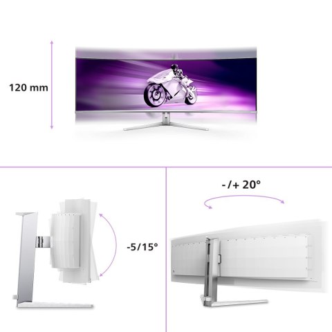 Philips Evnia 8000 49M2C8900L/00 monitor komputerowy 124,2 cm (48.9") 5120 x 1440 px Dual QHD QD-OLED Biały