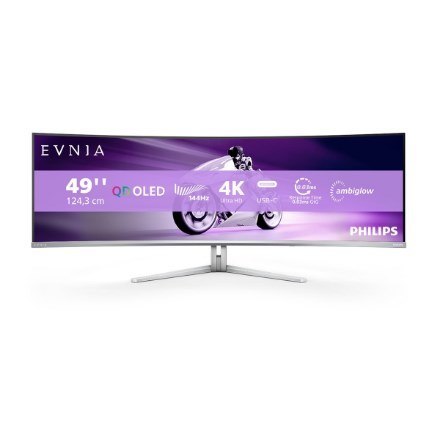 Philips Evnia 8000 49M2C8900L/00 monitor komputerowy 124,2 cm (48.9") 5120 x 1440 px Dual QHD QD-OLED Biały