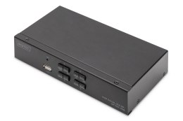 Przełącznik KVM, 4 portowy, 4K 60Hz, 4xDP IN, 1xDP OUT, 2xUSB A, 2x Audio IN&OUT