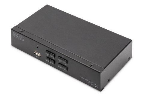 Przełącznik KVM, 4 portowy, 4K 60Hz, 4xDP IN, 1xDP OUT, 2xUSB A, 2x Audio IN&OUT