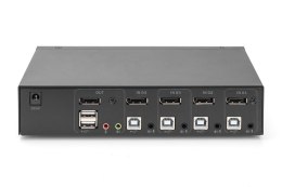 Przełącznik KVM, 4 portowy, 4K 60Hz, 4xDP IN, 1xDP OUT, 2xUSB A, 2x Audio IN&OUT