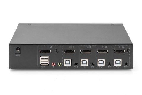 Przełącznik KVM, 4 portowy, 4K 60Hz, 4xDP IN, 1xDP OUT, 2xUSB A, 2x Audio IN&OUT