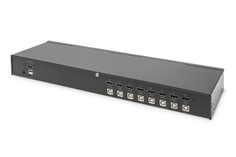 Przełącznik KVM 8 portowy, Rack 19", 4K 30Hz, 8xHDMI IN, 1xHDMI OUT, 2xUSB A