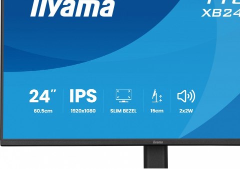 IIYAMA Monitor 23.8 cala XB2491HS-B1 IPS,HDMI,DP,1ms,350cd, 1500:1,120Hz,2x2W,HAS150 (PIVOT)