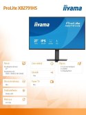 IIYAMA Monitor 27 cali XB2791HS-B1 FHD,IPS.HDMI.DP.2x2W,350cd,1500:1, 120Hz,HAS 150 (PIVOT)
