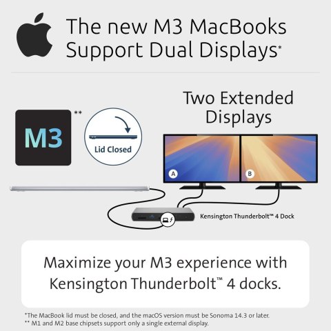 Kensington SD5760T - Stacja dokująca - USB-C / USB4 / Thunderbolt 3 / Thunderbolt 4 - 2 x HDMI, Thunderbolt - GigE