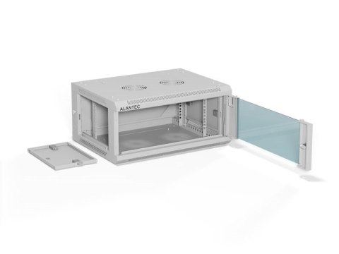 ALANTEC Szafa wisząca 19" 4U 600x450, drzwi szklane,  kolor szary, zmontowana (SW-4U-600-450-01-SA)
