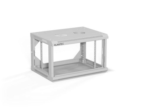 ALANTEC Szafa wisząca 19" 6U 600x450, drzwi szklane,  kolor szary, zmontowana (SW-6U-600-450-01-SA)