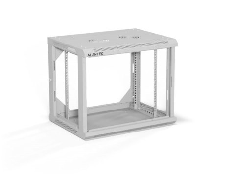ALANTEC Szafa wisząca 19" 9U 600x450, drzwi szklane,  kolor szary, zmontowana (SW-9U-600-450-01-SA)