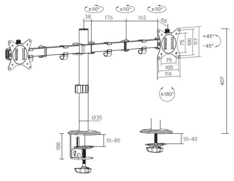 Equip 650167 uchwyt / stojak do monitorów 81,3 cm (32") Biurko Biały