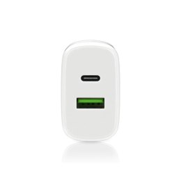 EVERACTIVE ŁADOWARKA SIECIOWA 1 X USB QUICK CHARGE 3.0 ORAZ 1 X USB-C PD PPS 25W BIAŁA SC-370Q