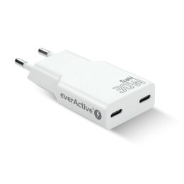 EVERACTIVE ŁADOWARKA SIECIOWA 2 X USB-C QUICK CHARGE 4+ 30W SUPER SLIM BIAŁA SC-385Q