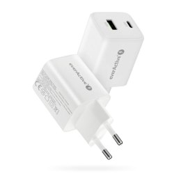 EVERACTIVE ŁADOWARKA SIECIOWA GAN 1 X USB ORAZ 1 X USB-C QUICK CHARGE 4.0 45W BIAŁA SC-450Q