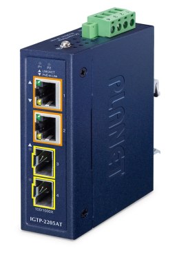 PLANET IP30 Compact size 2-Port IGTP-2205AT konwerter sieciowy Niebieski