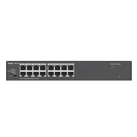 Ruijie Networks RG-ES116G-L przełącznik sieciowy Nie zarządzany L2 Gigabit Ethernet (10/100/1000) Czarny