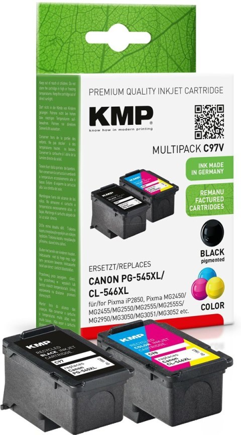 KMP C97V nabój z tuszem 2 szt. Zamiennik Wysoka (XL) wydajność Czarny, Cyjan, Purpurowy, Żółty