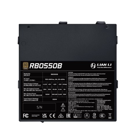 Lian Li RB0550B.B moduł zasilaczy 550 W 24-pin ATX ATX Czarny