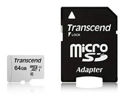 SD microSD Card 64GB Transcend SDXC USD300S-A w/Adapter