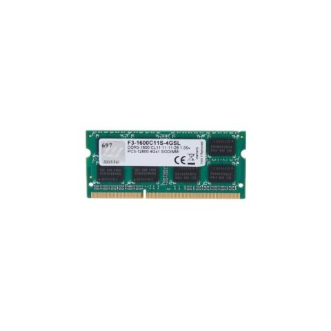 G.Skill 4GB DDR3-1600 moduł pamięci 1 x 4 GB 204-pin SO-DIMM