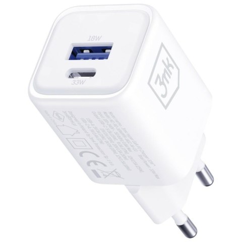 3MK Ładowarka sieciowa Hyper Charger PD 33W GaN QC4+ PPS AFC FCP SCP USB-A USB-C biała