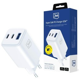 3MK Ładowarka sieciowa Hyper GaN 65W 1xUSB-A 2xUSB-C PD QC4+ biała