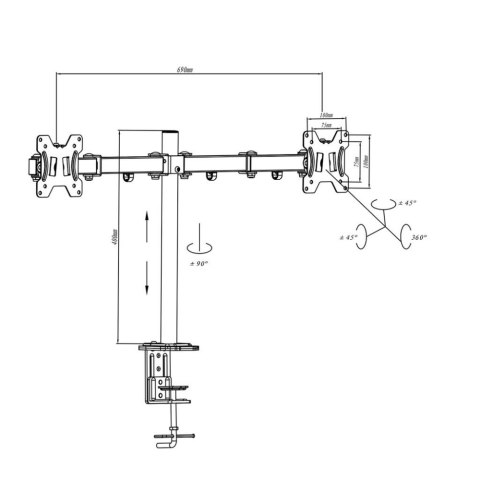 Uchwyt biurkowy L-02A RAMART L-02A (13 - 27")